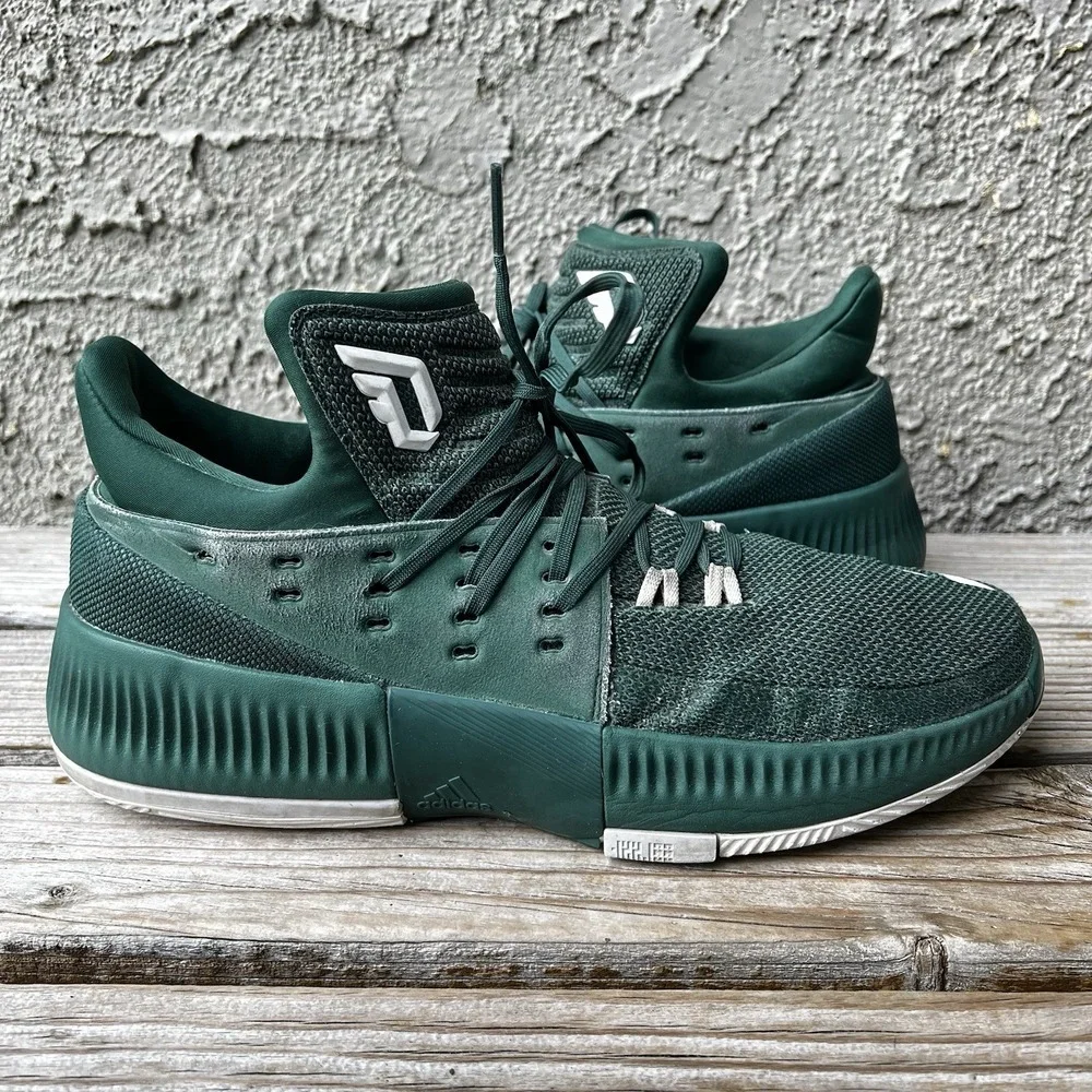 Adidas Shoes Men Size 11.5 Dame 3 BY3194 Green/White Basketball Sneakers